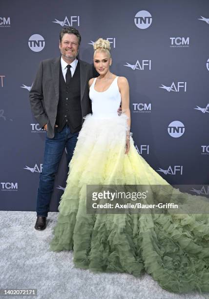 Blake Shelton and Gwen Stefani attend the 48th AFI Life Achievement Award Gala Tribute celebrating Julie Andrews at Dolby Theatre on June 09, 2022 in...