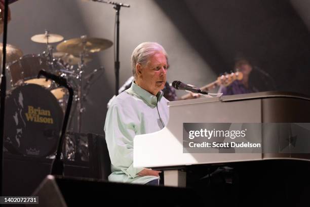 Musician Brian Wilson, founding member of The Beach Boys, performs onstage at The Kia Forum on June 09, 2022 in Inglewood, California.