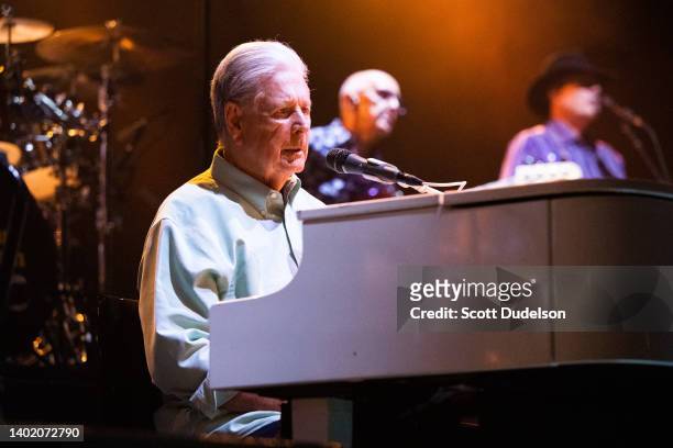 Musician Brian Wilson, founding member of The Beach Boys, performs onstage at The Kia Forum on June 09, 2022 in Inglewood, California.
