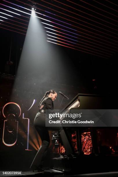 Alicia Keys performs on stage on the opening night of her Alicia + Keys World Tour at Utilita Arena Birmingham on June 9, 2022 in Birmingham, England.