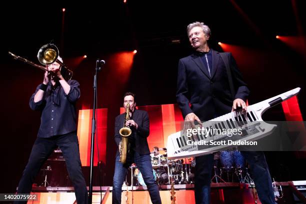 Musician James Pankow and Robert Lamm, founding members of the classic rock band Chicago, perform onstage at The Forum on June 09, 2022 in Inglewood,...