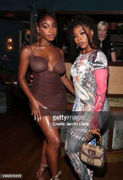 Normani and Joya Jackson attend ELLE Women in Music Celebrates Doja Cat presented by Dolce & Gabbana at Olivetta on June 09, 2022 in West Hollywood,...