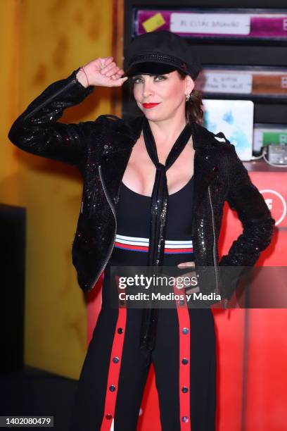 Lisset Gutiérrez poses for photo during a red carpet of 'MentirasEl Musical' at Teatro Aldama on June 9, 2022 in Mexico City, Mexico. The musical has...