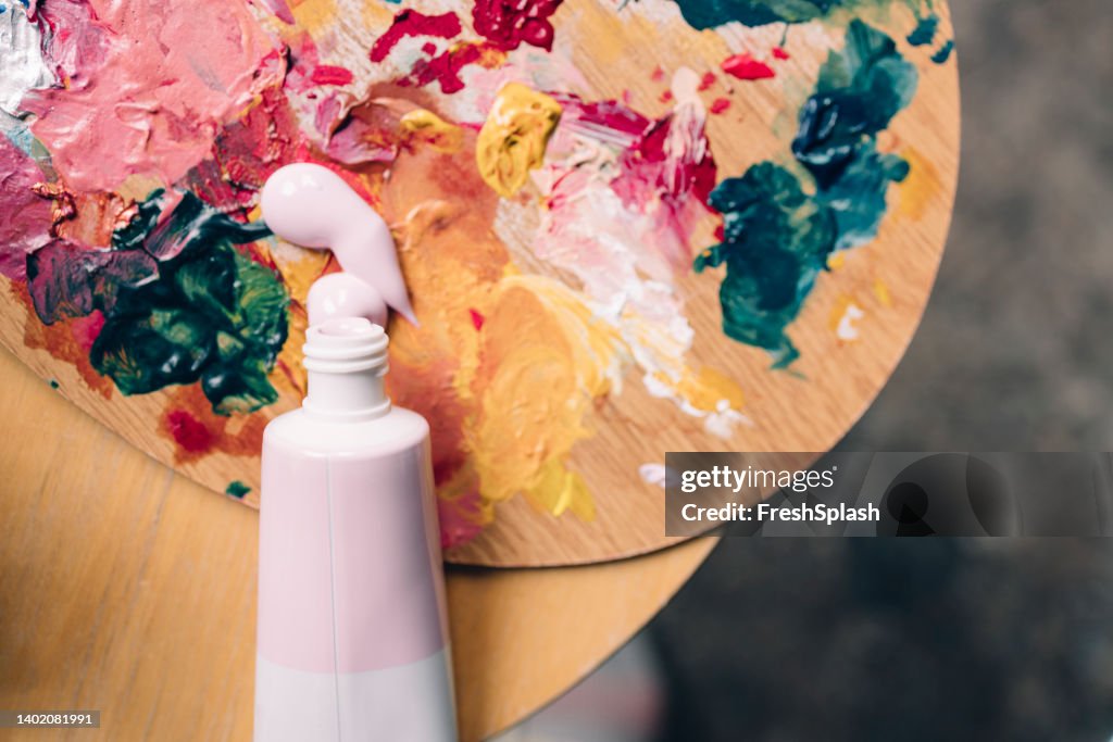 A Close Up View Of An Artist's Palette