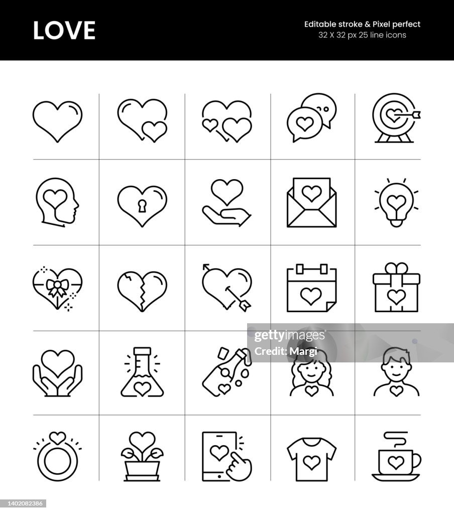 Love Editable Stroke Line Icons