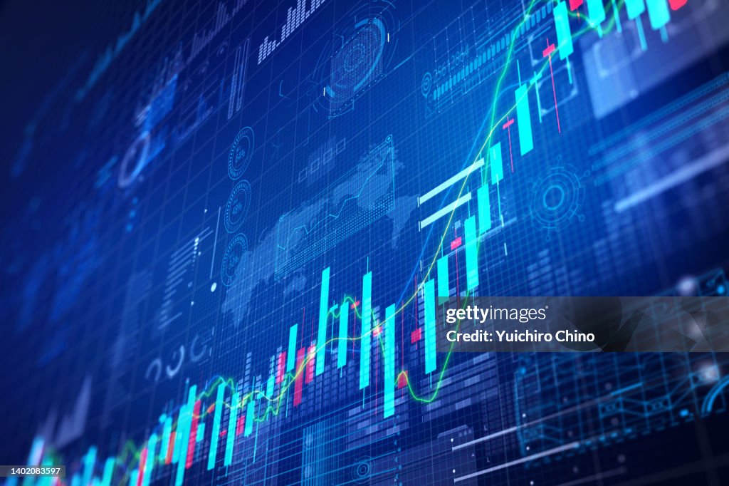 Stock market trading chart on tech background