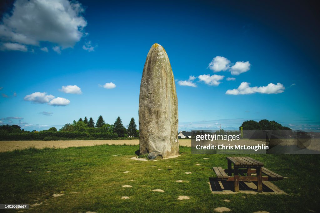 Menhir de Champ-Dolent standing stone, Brittany in Frnace