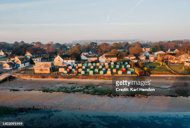an aerial view of the bembridge coast, isle of wight - isle of wight fotografías e imágenes de stock