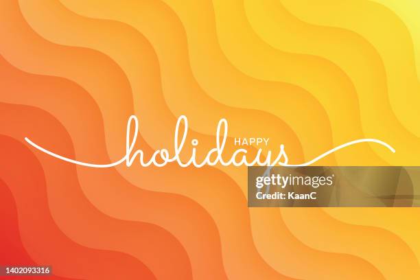 lettering composition of happy holidays on abstract background vector stock illustration - summer vacation logo stock illustrations