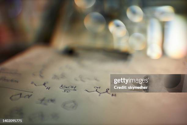 chemical formula. - medical research paper stock pictures, royalty-free photos & images