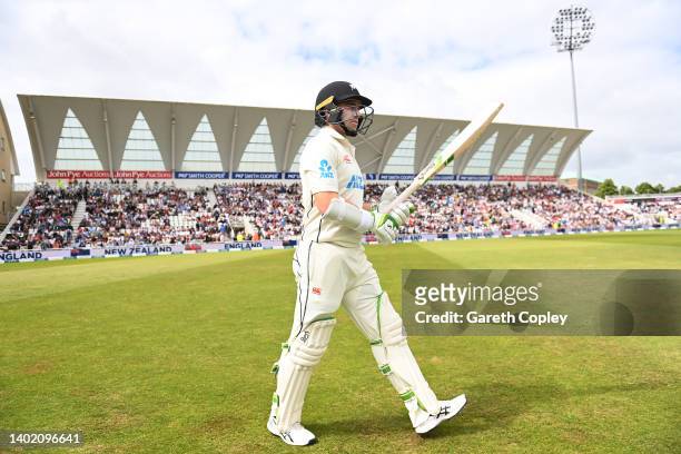 New Zealand captain Tom Latham walks out to bat ahead of day one of Second LV= Insurance Test Match between England and New Zealand at Trent Bridge...