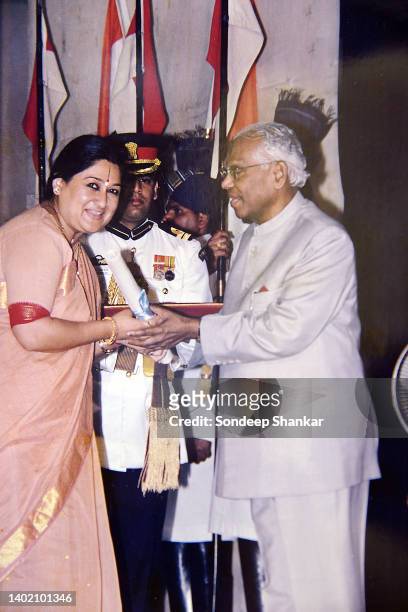 President K R Narayanan presenting Padma Shree award to classical singer Shubha Mudgal in New Delhi. The Padma Awards are one of the highest civilian...
