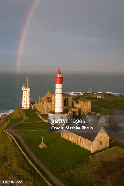 pointe saint-mathieu, bretagne - finistere imagens e fotografias de stock