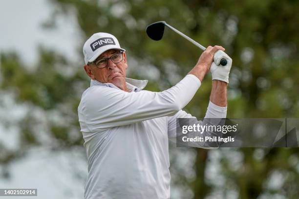 Peter Fowler of Australia in action during Day One of the Jersey Legends at La Moye Golf Club on June 10, 2022 in St Helier, Jersey.