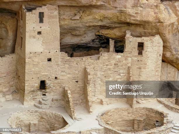 cliff palace dwelling in mesa verde national park - anasazi culture 個照片及圖片檔