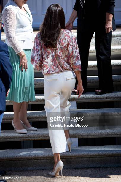 Queen Letizia of Spain attends several audiences at the Zarzuela Palace on June 10, 2022 in Madrid, Spain.