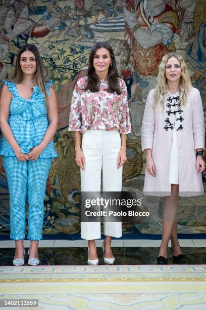 Queen Letizia of Spain attends several audiences at the Zarzuela Palace on June 10, 2022 in Madrid, Spain.