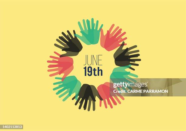 hands and june 19th. juneteenth national independence day - juneteenth stock illustrations