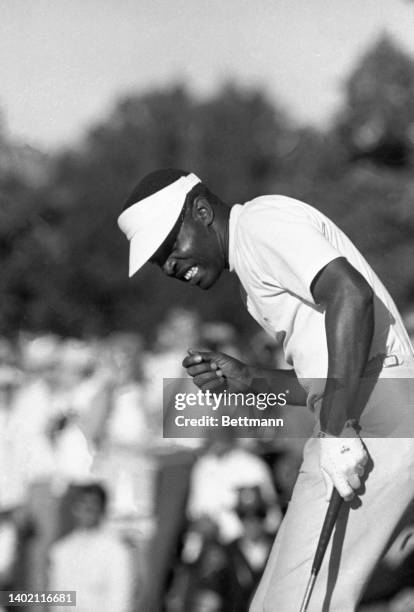 Lee Edler is seen on the fourth hole of sudden death golf against Jack Nicklaus at the American Golf Classic in Akron, Ohio.