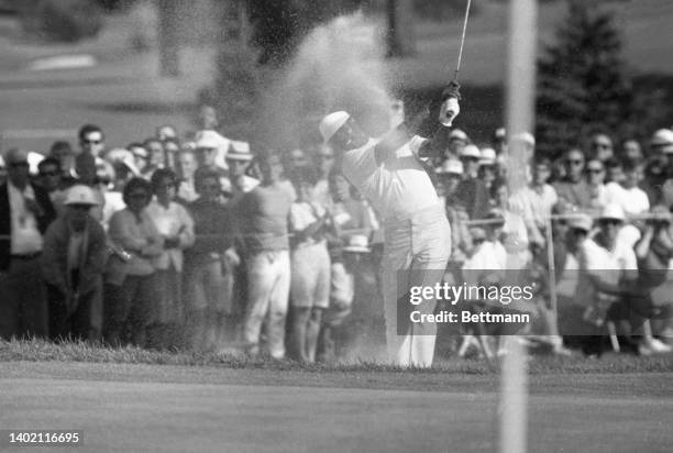 Lee Edler is seen on the fourth hole of sudden death golf against Jack Nicklaus at the American Golf Classic in Akron, Ohio.