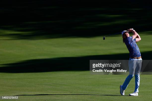 Cameron Smith of Australia plays his shot on the 14th hole during the second round of the RBC Canadian Open at St. George's Golf and Country Club on...