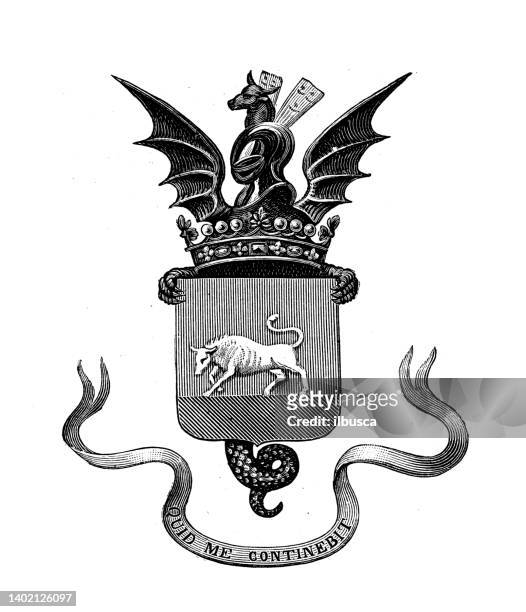 antique illustration: coat of arms emblem, rubampré - french_crown stock illustrations