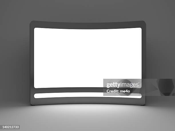 3d blank  standing advertising digital panel - booth stockfoto's en -beelden