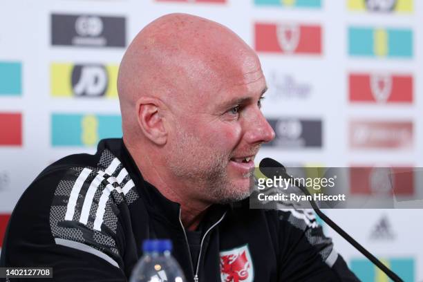 Rob Page, Head Coach of Wales speaks to the media during a press conference at The Vale Resort on June 10, 2022 in Vale of Glamorgan, Wales. Wales...