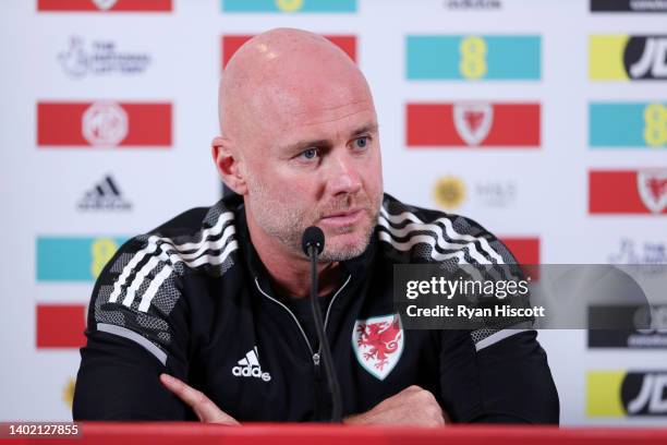 Rob Page, Head Coach of Wales speaks to the media during a press conference at The Vale Resort on June 10, 2022 in Vale of Glamorgan, Wales. Wales...