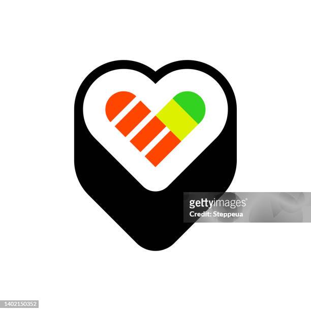 sushi heart shaped - seafood logo stock illustrations