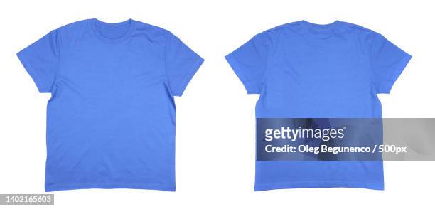 close-up of blue t-shirt on white background,moldova - blank t shirt model stock pictures, royalty-free photos & images