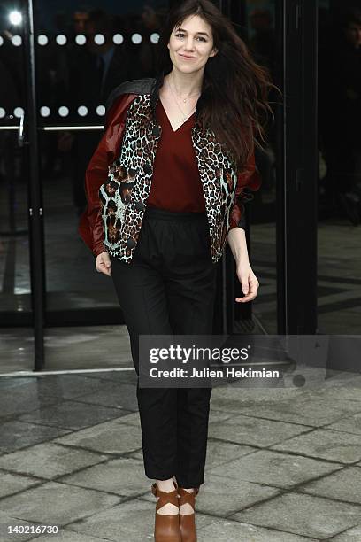 Charlotte Gainsbourg leaves the Balenciaga Ready-To-Wear Fall/Winter 2012 show as part of Paris Fashion Week on March 1, 2012 in Paris, France.