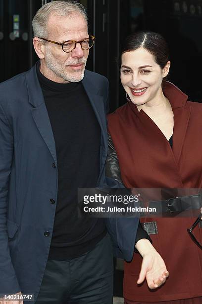 David Greggory and Amira Casar leave the Balenciaga Ready-To-Wear Fall/Winter 2012 show as part of Paris Fashion Week on March 1, 2012 in Paris,...
