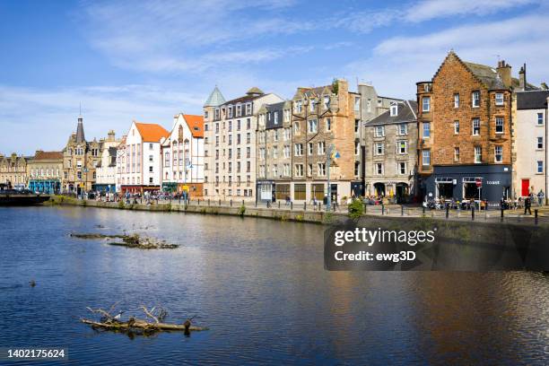holidays in scotland - scenic leith harbour on the north east side of scotland's capital city of edinburgh - leith town stock pictures, royalty-free photos & images