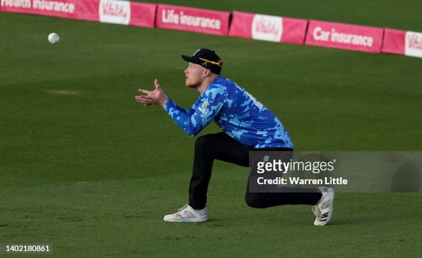 Tom Alsop of Sussex Sharks catches Ryan Higgins of Gloucestershire during the Vitality T20 Blast between the Sussex Sharks and Gloucestershire at The...