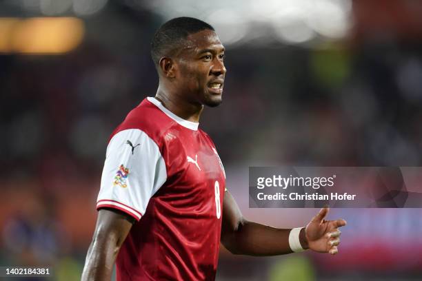 David Alaba of Austria looks on during the UEFA Nations League - League A Group 1 match between Austria and France at Ernst Happel Stadion on June...