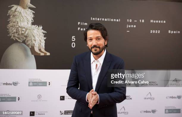 Actor, director, screenwriter and producer Diego Luna receives the City of Huesca Carlos Saura Award from the Huesca International Film Festival in...