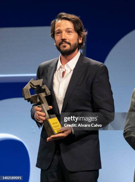 Actor, director, screenwriter and producer Diego Luna receives the City of Huesca Carlos Saura Award from the Huesca International Film Festival in...