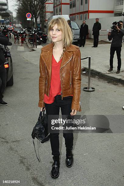 Clemence Poesy attends the Balenciaga Ready-To-Wear Fall/Winter 2012 show as part of Paris Fashion Week on March 1, 2012 in Paris, France.