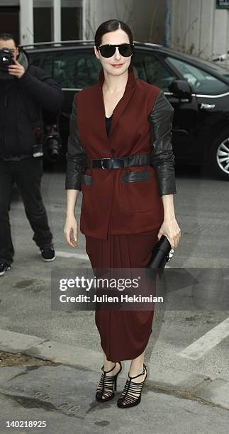 Amira Casar attends the Balenciaga Ready-To-Wear Fall/Winter 2012 show as part of Paris Fashion Week on March 1, 2012 in Paris, France.