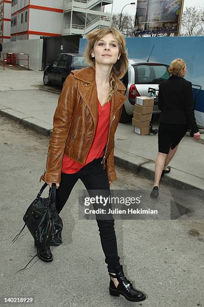 Clemence Poesy attends the Balenciaga Ready-To-Wear Fall/Winter 2012 show as part of Paris Fashion Week on March 1, 2012 in Paris, France.