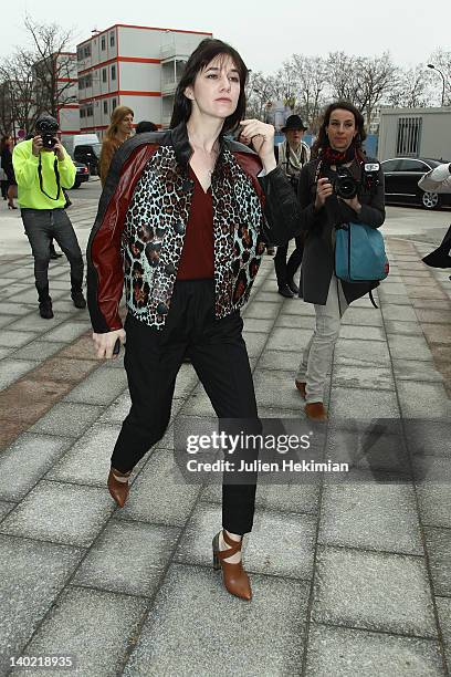 Charlotte Gainsbourg leaves the Balenciaga Ready-To-Wear Fall/Winter 2012 show as part of Paris Fashion Week on March 1, 2012 in Paris, France.