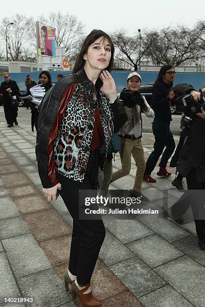 Charlotte Gainsbourg leaves the Balenciaga Ready-To-Wear Fall/Winter 2012 show as part of Paris Fashion Week on March 1, 2012 in Paris, France.