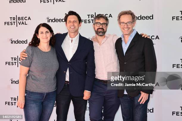 Dia Sokol Savage, Houston King, Andrew Bujalski, Sam Bisbee attend the "There There" premiere during the 2022 Tribeca Festival at SVA Theater on June...