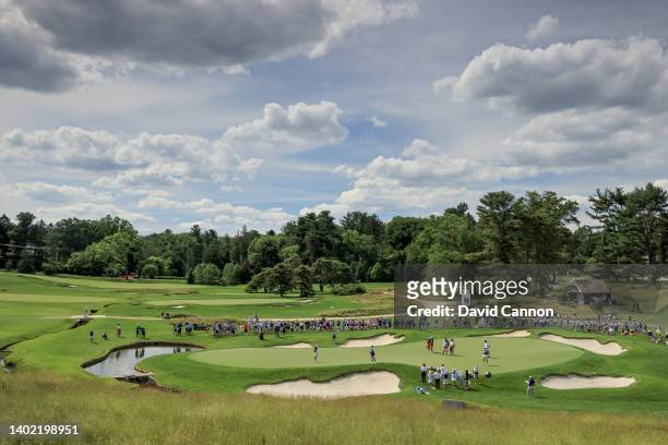 General view of the ninth green and the match between Jensen Castle and Latanna Stone of The United States Team against Hannah Darling and Louise...