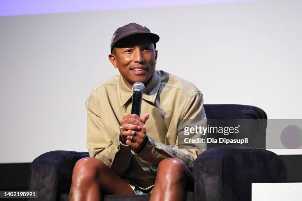 Pharrell Williams speaks onstage at Storytellers – Pharrell Williams With Minya Oh during the 2022 Tribeca Festivalat BMCC Tribeca PAC on June 10,...