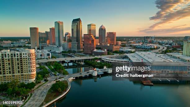 aerial shot of downtown tampa, florida - tampa stock pictures, royalty-free photos & images