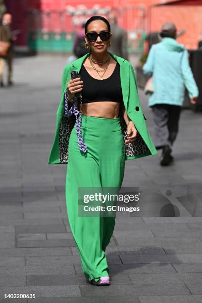 Myleene Klass seen arriving at Smooth Radio Studios on June 10, 2022 in London, England.