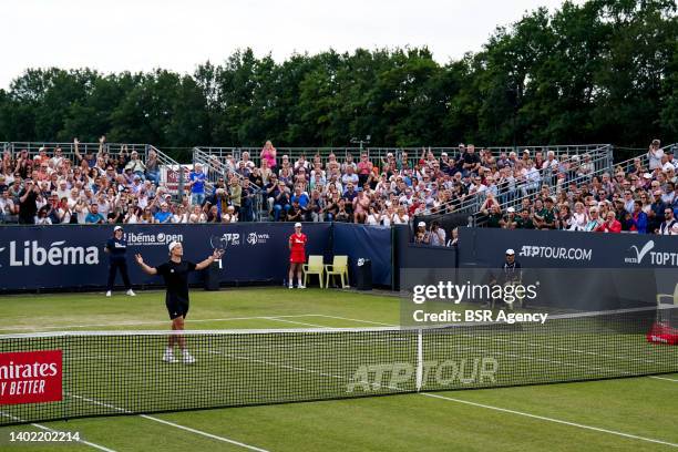 Tim van Rijthoven of the Netherlands celebrates his win during the Mens Singles Quarter Finals match Hugo Gaston of France during Day 5 of the Libema...