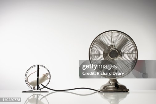 Fan Computer Mouse Move Mouse Running On Wheel Powering Fan High-Res Stock Photo - Getty Images